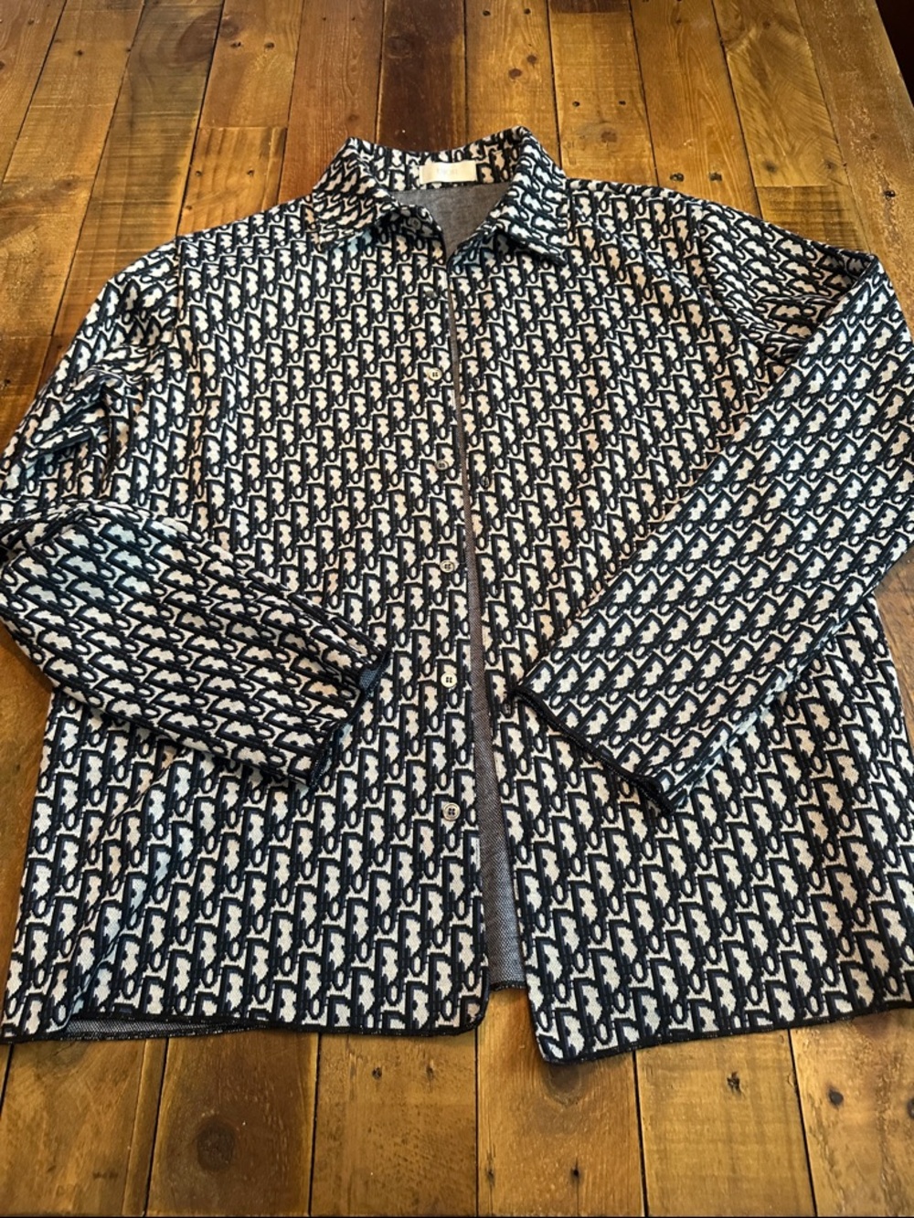 Men's Navy & White Patterned Lightweight Shirt Jacket